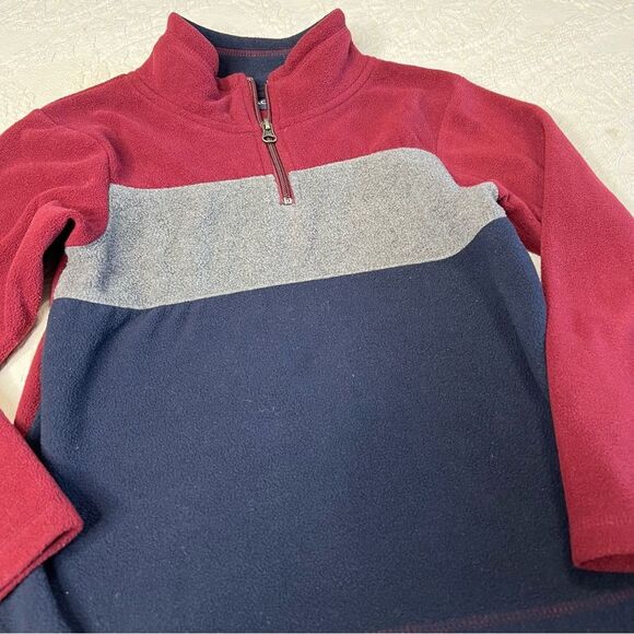 Children’s Place Boys Colorblock Fleece Half-Zip Pullover S 5/6 Burgundy Navy - Picture 2 of 4